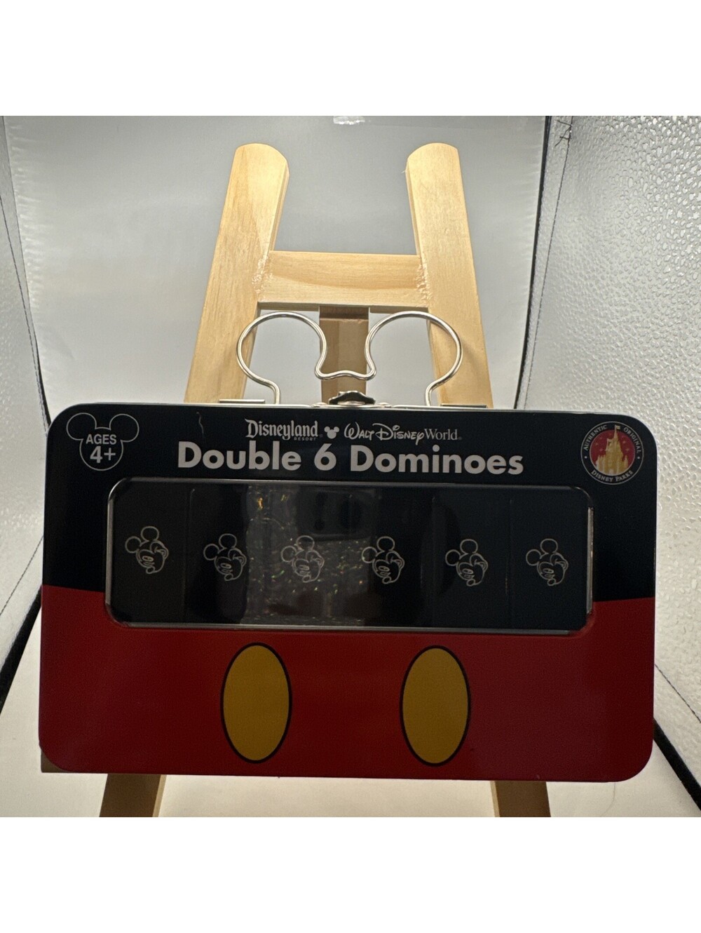 Disney Double 6 Dominoes Mickey Mouse Tin Set Disneyland Walt Disney World